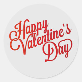 Pegatina Redonda Feliz texto del día de San Valentín