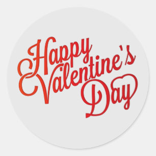 Pegatina Redonda Feliz texto del día de San Valentín
