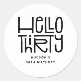 Pegatina Redonda FELIZ TREINTA Cumpleaños modernos 30