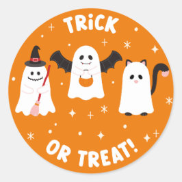 Pegatina Redonda Feliz truco de Halloween o traten fantasmas