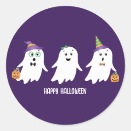 Pegatina Redonda Feliz Truco O Trato De Fantasmas De Halloween