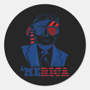 Pegatina Redonda Feliz Trump Vintage 4 De Julio Patriótico merica A