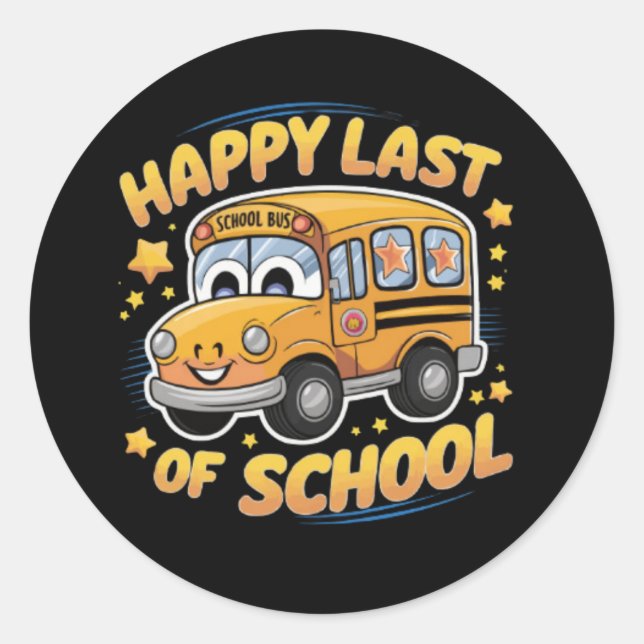 Pegatina Redonda Feliz último día de clases (Anverso)
