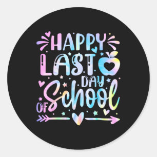 Pegatina Redonda Feliz Último Día De Graduación Escolar A Los Niños