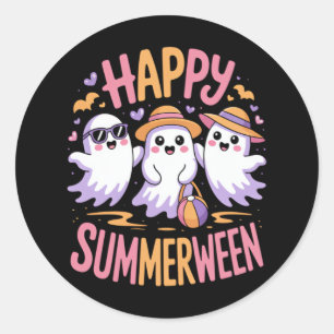 Pegatina Redonda Feliz verano en Halloween