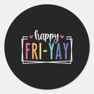 Pegatina Redonda Feliz viernes de diversión, profesor de Tgif