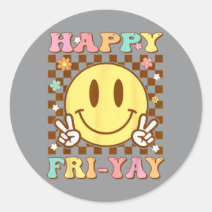 Pegatina Redonda Feliz Viernes Fri-Yay Profesor Divertido Friyay Ge