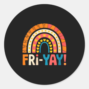 Pegatina Redonda Feliz Viernes Mujeres Fri-yay Profesor Escuela Mem