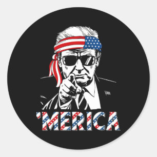 Pegatina Redonda Feliz Vintage Trump 4 de julio Patriótico América