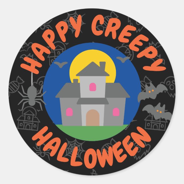 Pegatina Redonda Feliz y espeluznante Halloween - Niños (Anverso)