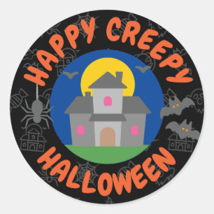Pegatina Redonda Feliz y espeluznante Halloween - Niños