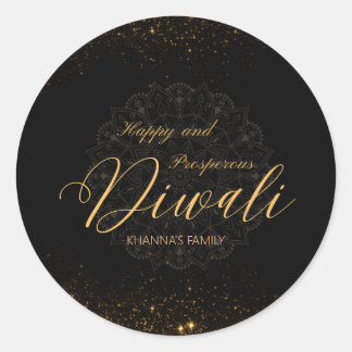 Pegatina Redonda Feliz y próspero Diwali personalizable