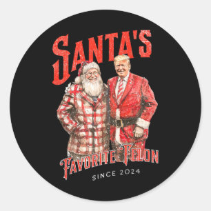 Pegatina Redonda Felón favorito de Santa desde 2024 Navidades Navid