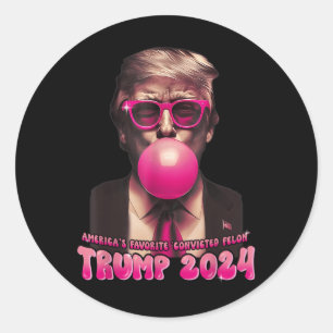 Pegatina Redonda Felon Pink Trump Bubbl, el favorito de los Estados