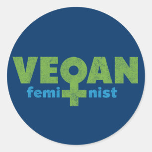 Pegatina Redonda Feminista del vegano