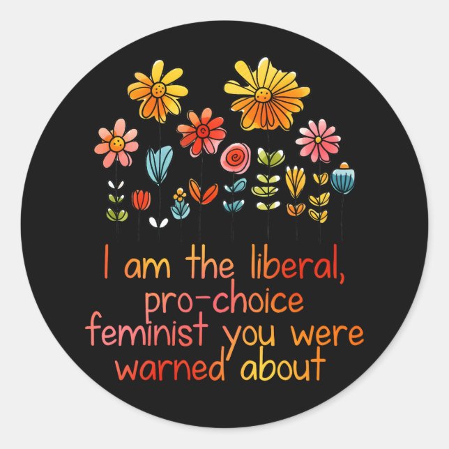 Pegatina Redonda Feminista por la libertad de elección (Anverso)
