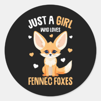 Pegatina Redonda Fennec Fox Un Chica que ama los zorros de Fennec