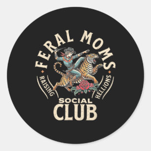 Pegatina Redonda Feral Moms Social Club Trendy Mom Apparte