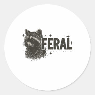 Pegatina Redonda Feral Raccoon Cute Pero Feral Funny Mem Raccoon Lo
