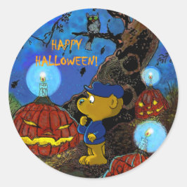 Pegatina Redonda Ferald y las calabazas rojas | Halloween Classic