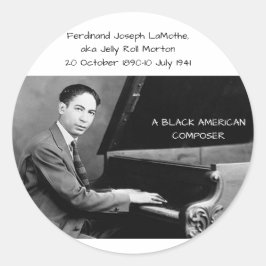 Pegatina Redonda Ferdinand Joseph LaMothe, alias Jelly Roll Morton