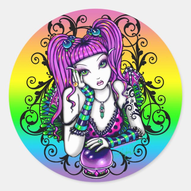 Pegatina Redonda Feria de la "Emily" celestial Rainbow Crystal Ball (Anverso)
