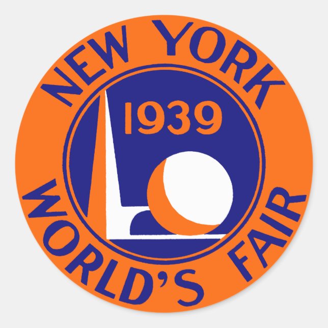Pegatina Redonda Feria Mundial de Nueva York de 1939 (Anverso)
