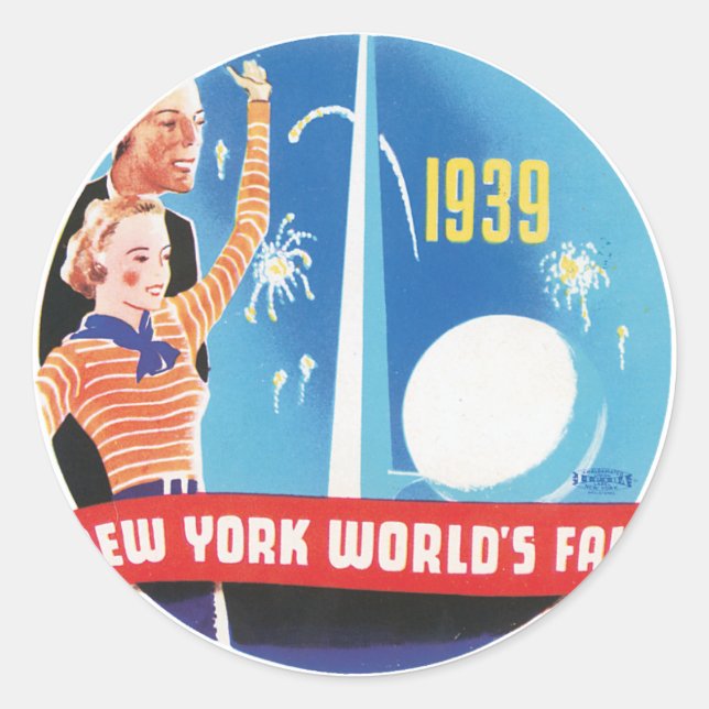 Pegatina Redonda Feria Mundial de Nueva York de 1939 (Anverso)