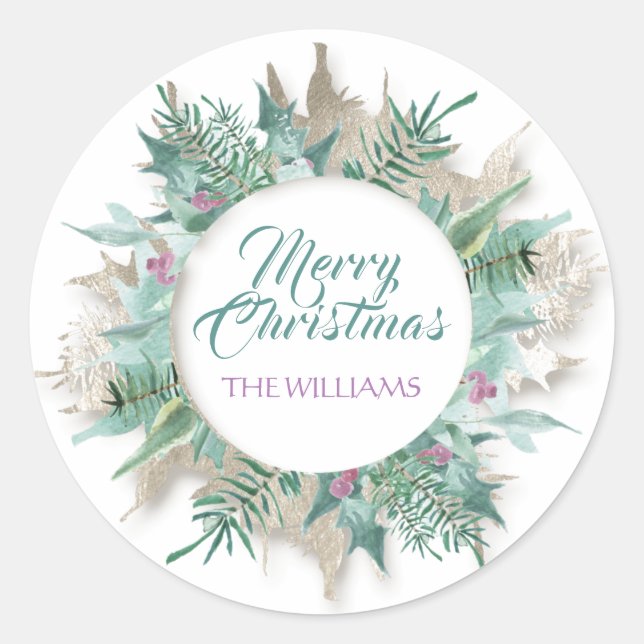 Pegatina Redonda Feriadas de Navidades de Belly de cereza de menta  (Anverso)