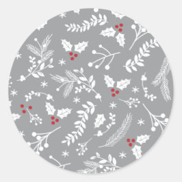 Pegatina Redonda feriado de Navidades de Winter Berries Merry Li |