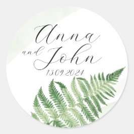 Pegatina Redonda Fern verde minimalista