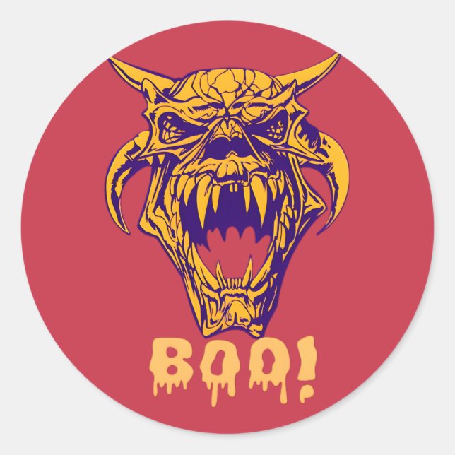 Pegatina Redonda Feroz Monster BOO Pegatinas de diseño de Halloween (Anverso)