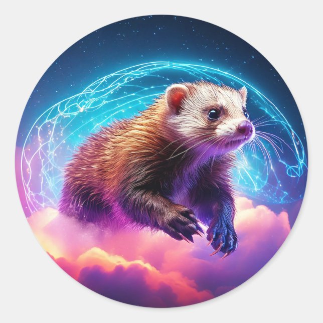 Pegatina Redonda Ferret (Anverso)