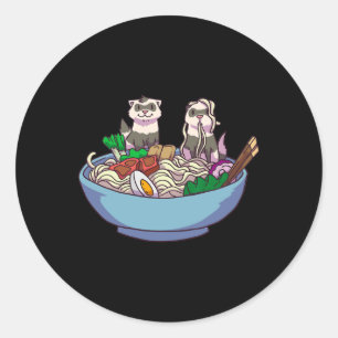 Pegatina Redonda Ferret Ramen Noodles Anime Kawaii Otaku G japonés