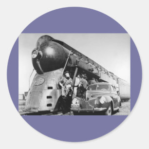 Pegatina Redonda Ferrocarril ey bueno de la central de Nueva York