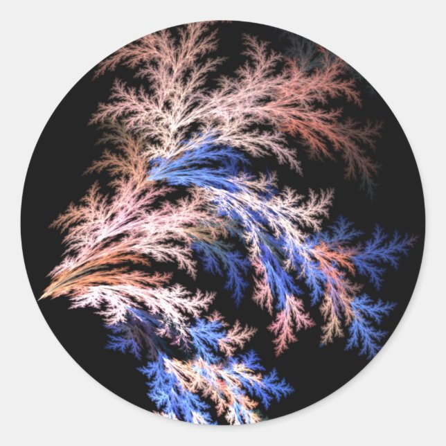 Pegatina Redonda Ferrocarril fractal (Anverso)