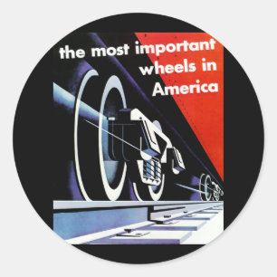 Pegatina Redonda Ferrocarriles - el más importante rueda adentro