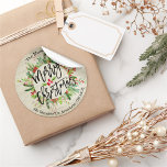 Pegatina Redonda Ferry Christmas Holly Wreath Return Address Labs<br><div class="desc">Escritura de caligrafía navideña con tipografía de tipografía con plantillas de etiquetas de dirección de devolución de flor holly. Navidades de color rojo y verde acuarela Berry botánica y Pines. Feliz feriado desea más Navidades brillantes de las colecciones de saludos navideños de la temporada.</div>