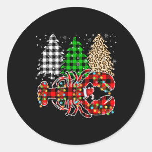 Pegatina Redonda Ferry Christmas Leopard Plaid Tree Funny Lobster A