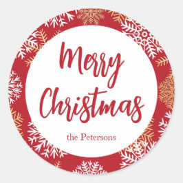 Pegatina Redonda Ferry Christmas Red Snowflake