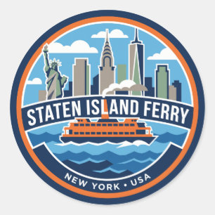 Pegatina Redonda Ferry de Staten Island EE. UU.