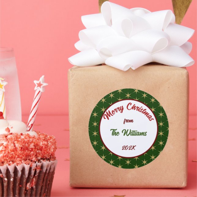 Pegatina Redonda Festejos de oro de la familia Feliz Navidad (Fiesta)