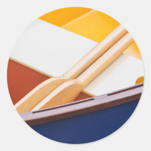 Pegatina Redonda Festival Bainbridge Island Bote de madera 2