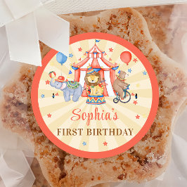 Pegatina Redonda Festival de circo de carnaval y cumpleaños de los