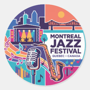 Pegatina Redonda Festival de Jazz de Montreal Canadá