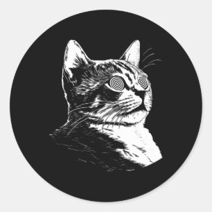 Pegatina Redonda Festival del Gato Psicodélico Edm Trippy Illusion