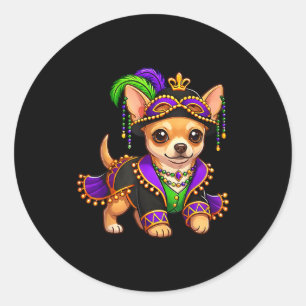 Pegatina Redonda Festival divertido para amantes de perros Chihuahu