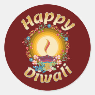 Pegatina Redonda Festival Diwali de Luces Hindu Sikh Jain
