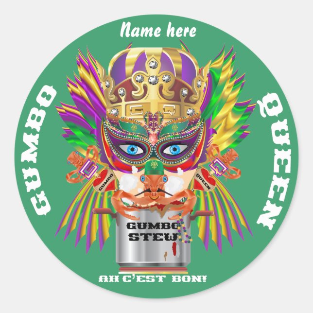 Pegatina Redonda Festival Gumbo Queen View (Anverso)