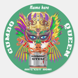 Pegatina Redonda Festival Gumbo Queen View